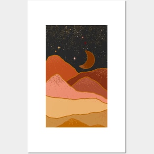 Moon Mountain Desert Colors Celestes Studio© Posters and Art